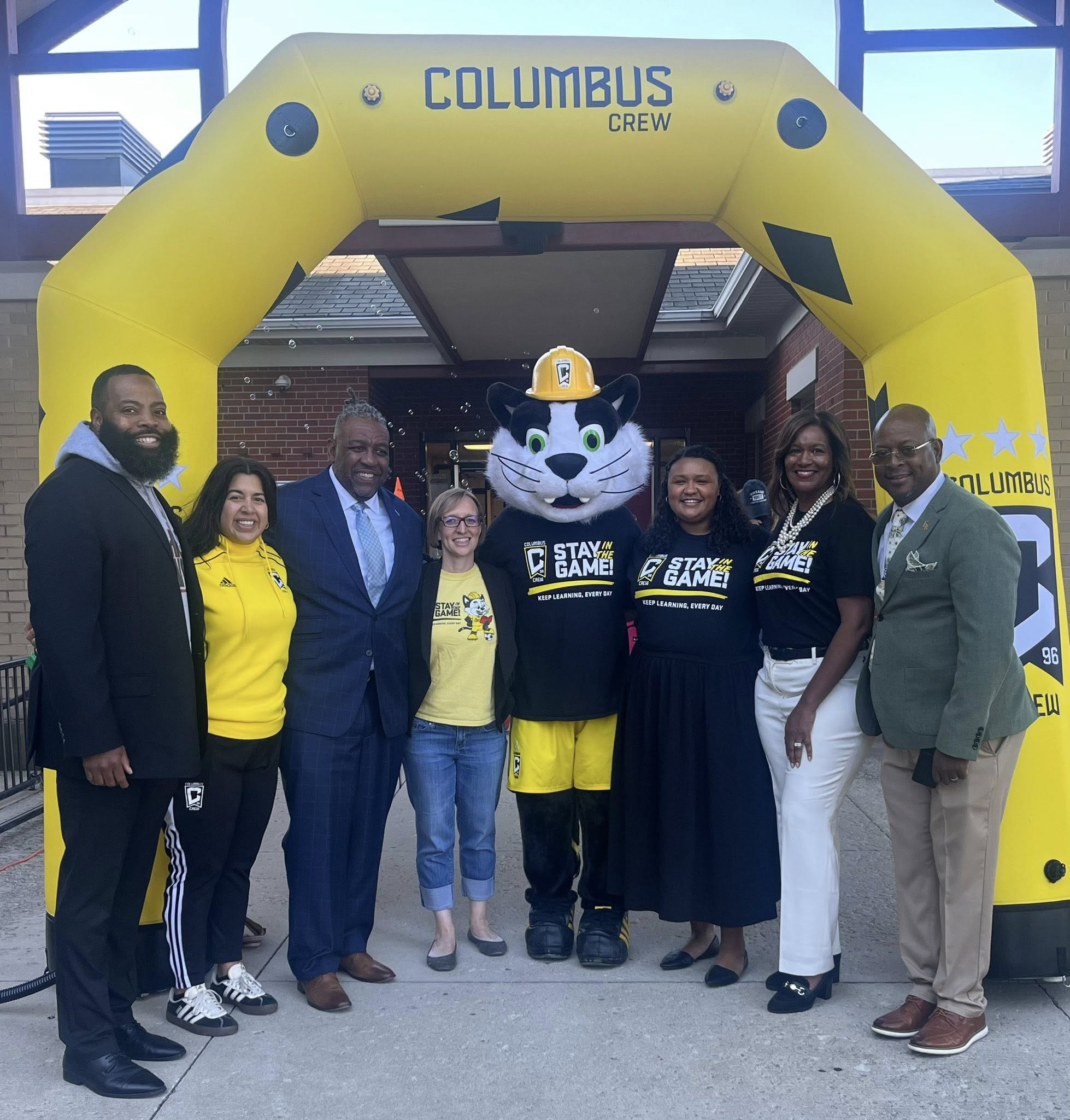 Dr. Grubbs with school and community leaders at a Columbus Crew Stay in the Game event