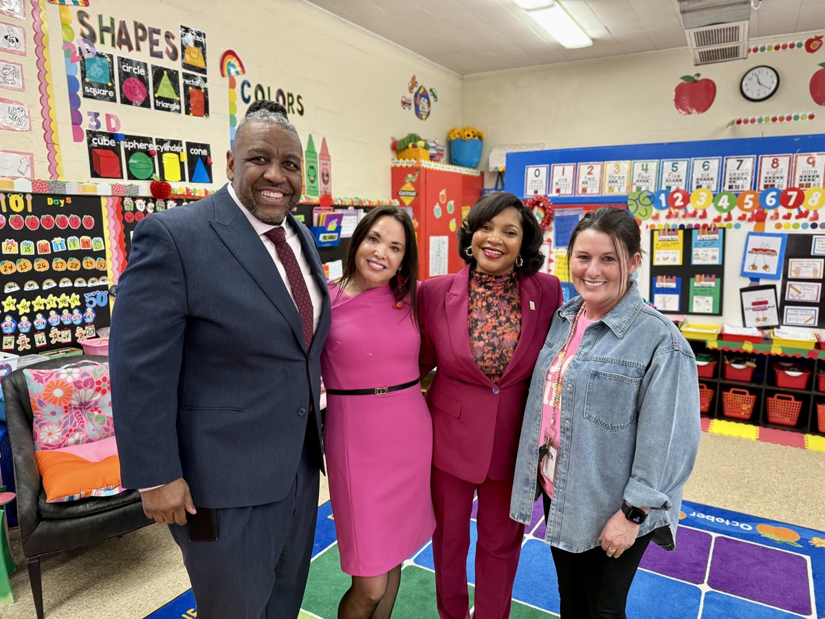 Dr. Grubbs with school leaders during a classroom walkthrough